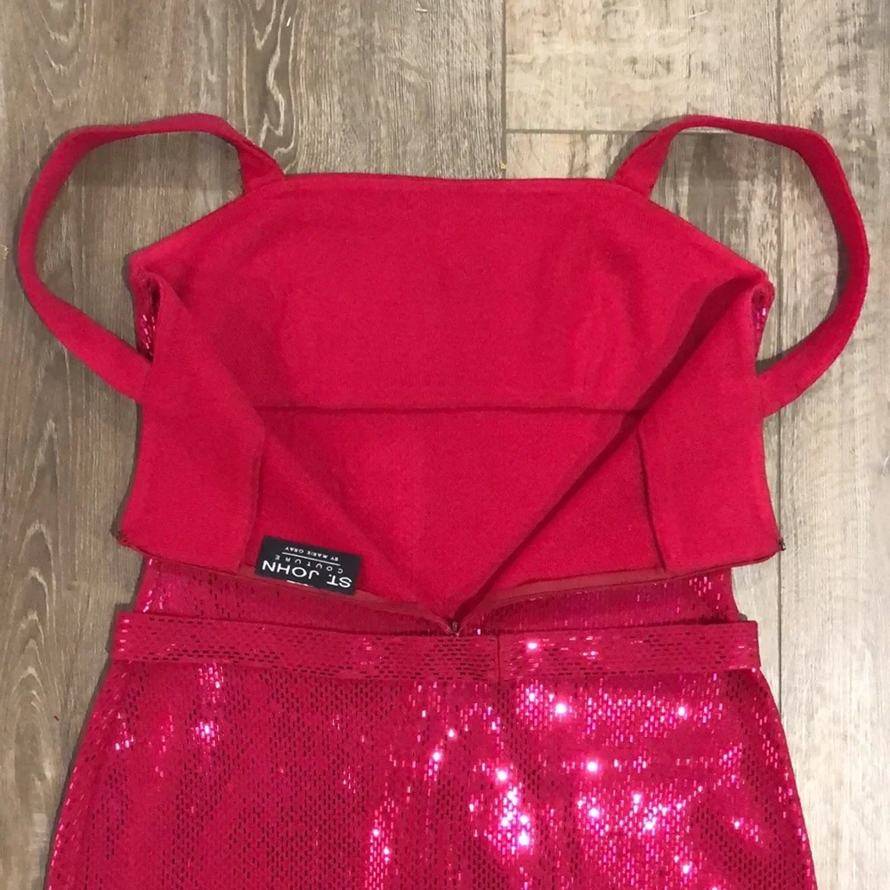 Like new! - ST. JOHN COUTURE Pink Sequined Evening Gown Maxi Dress - Picture 8 of 16